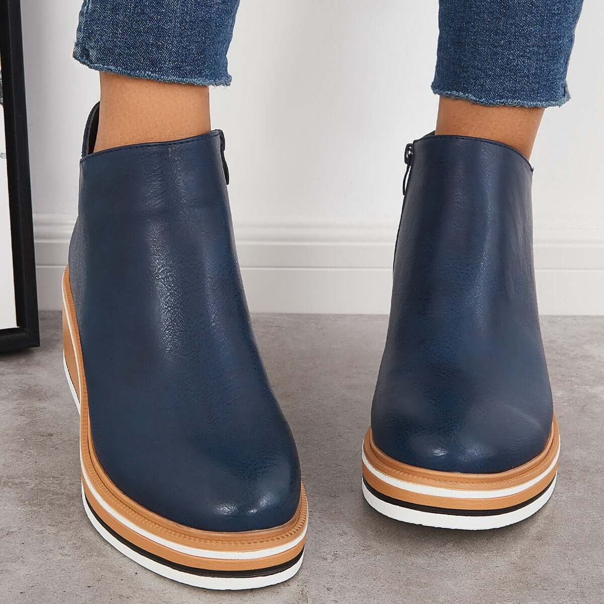 Enkelboots met Plateauzool en Ritssluiting | Dames Schoenen 8