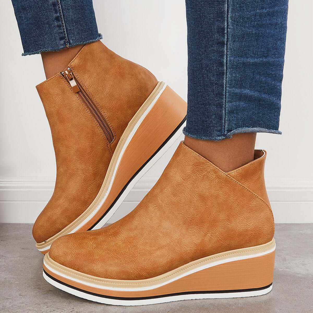 Enkelboots met Plateauzool en Ritssluiting | Dames Schoenen 9