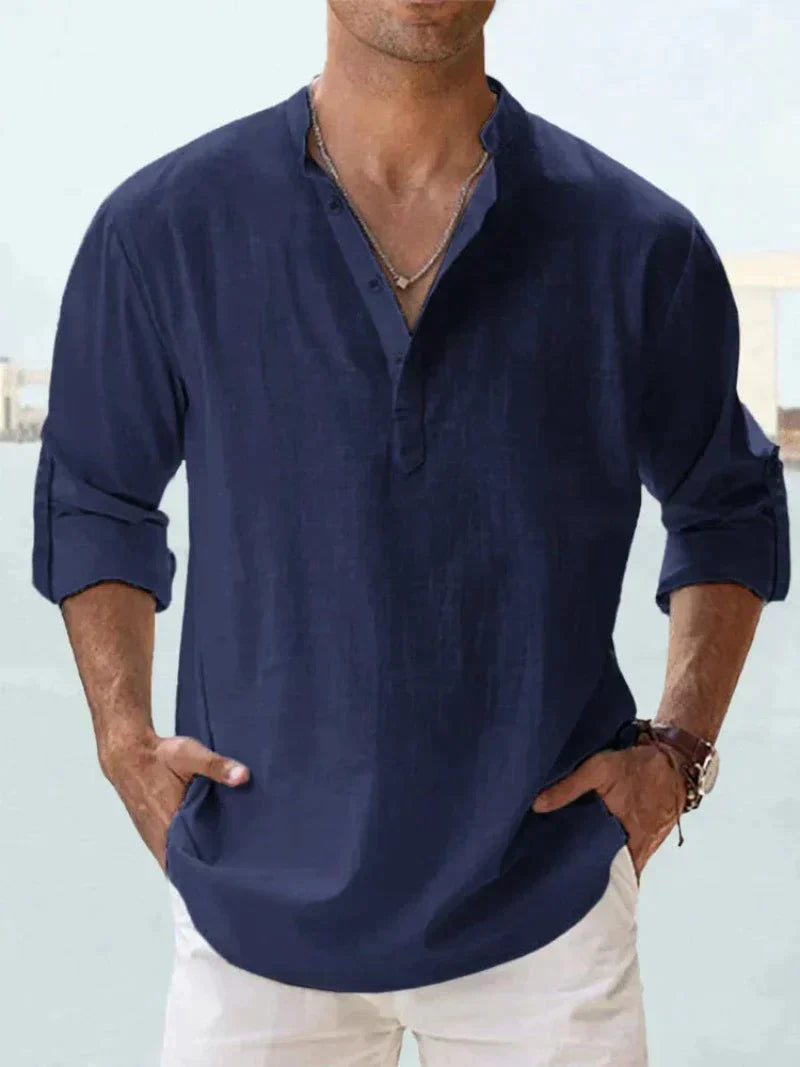 Marine Linnen Shirt Heren | Ademend Casual Overhemd voor Strand en Zomerse Uitjes – Lichtgewicht en Comfortabel-2