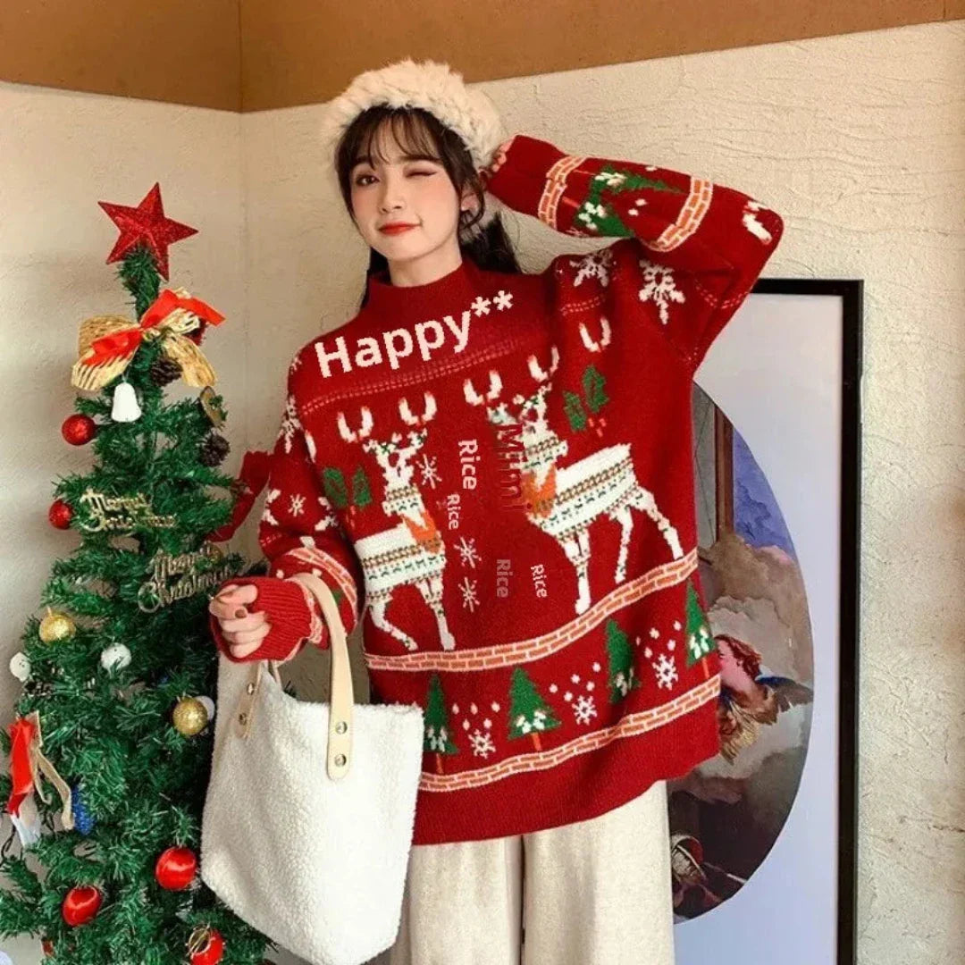 Foute Kersttrui Dames met Rendier | Gebreide Trui 1