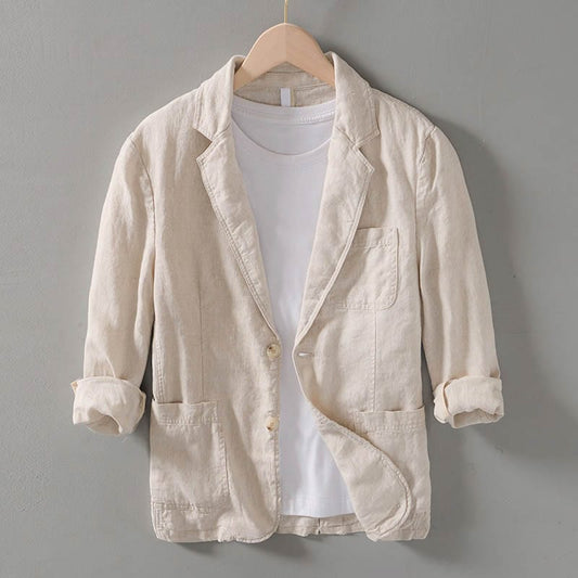 Linnen Colbert Heren | Casual Ongestructureerde Blazer van 100% Ademend Linnen - Perfect voor Lente/Zomer-1
