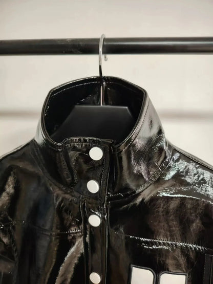 Franse Klassieke PU-Leren Jas | Korte Biker Jacket 0