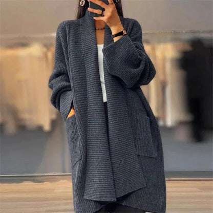 Gebreid Dames Vest met Sjaalkraag | Lange Cardigan 1