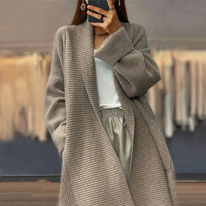 Gebreid Dames Vest met Sjaalkraag | Lange Cardigan 2
