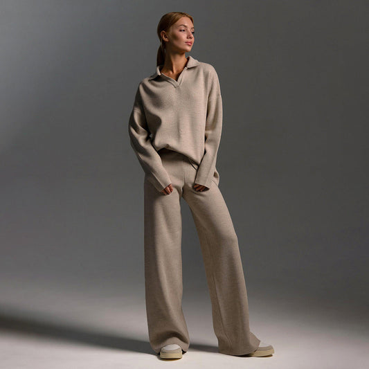 Gebreide Dames Loungewear Set | Oversized Trui en Wijde Broek 0
