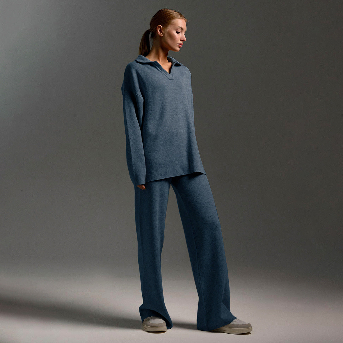 Gebreide Dames Loungewear Set | Oversized Trui en Wijde Broek 1