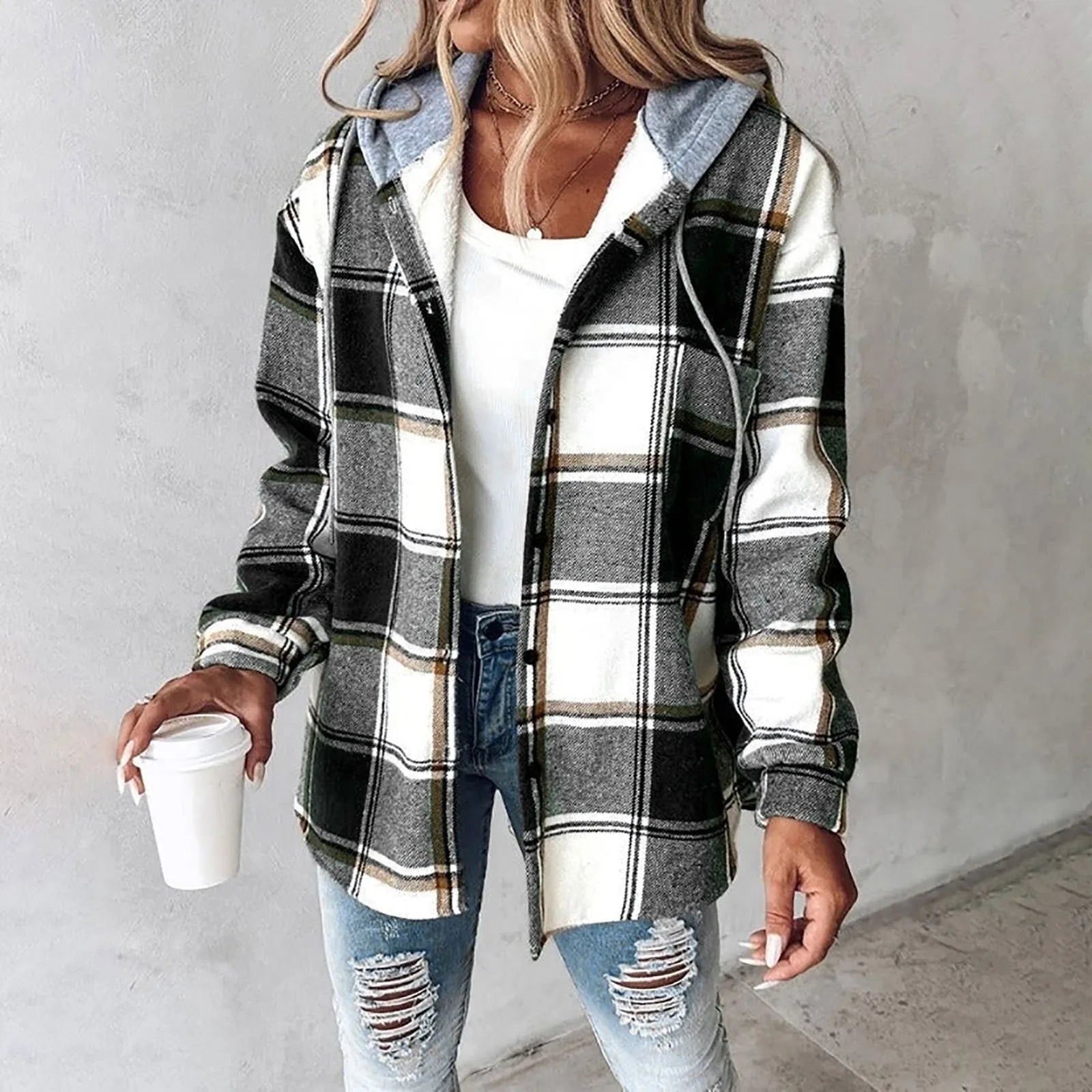 Geruite Overhemdjas met Capuchon | Damesmode 2