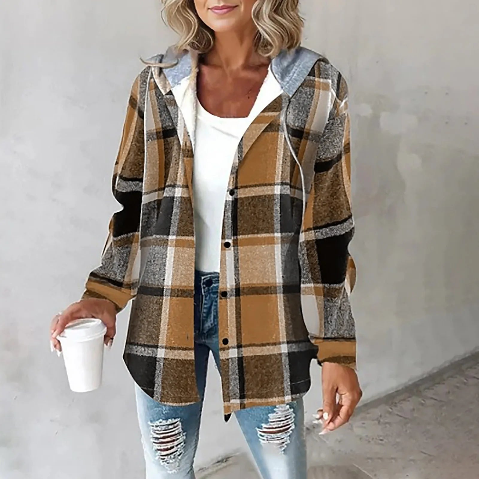 Geruite Overhemdjas met Capuchon | Damesmode 4