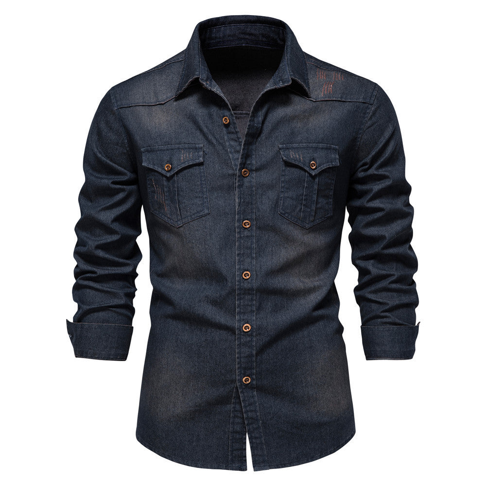 Gestructureerd Denim Overhemd | Herenmode 0