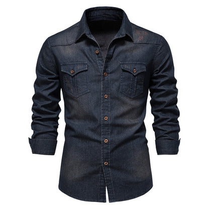 Gestructureerd Denim Overhemd | Herenmode 0
