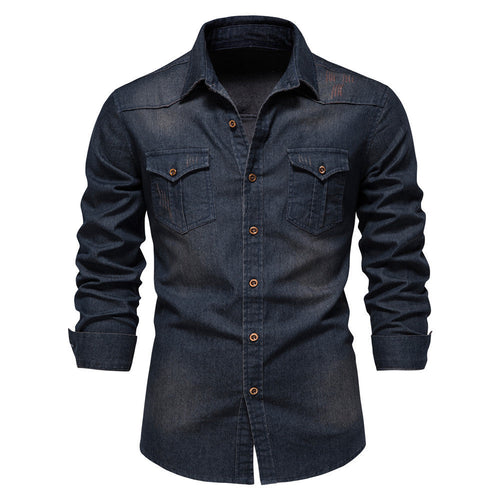 Gestructureerd Denim Overhemd | Herenmode 0