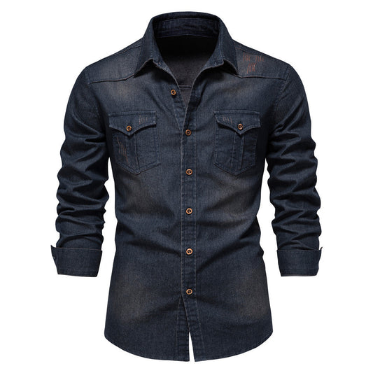 Gestructureerd Denim Overhemd | Herenmode 0