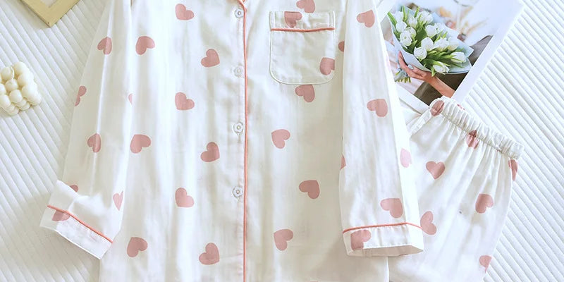 Hartjes Pyjama Set | Dames Pyjama met Lange Mouwen en Broek 0