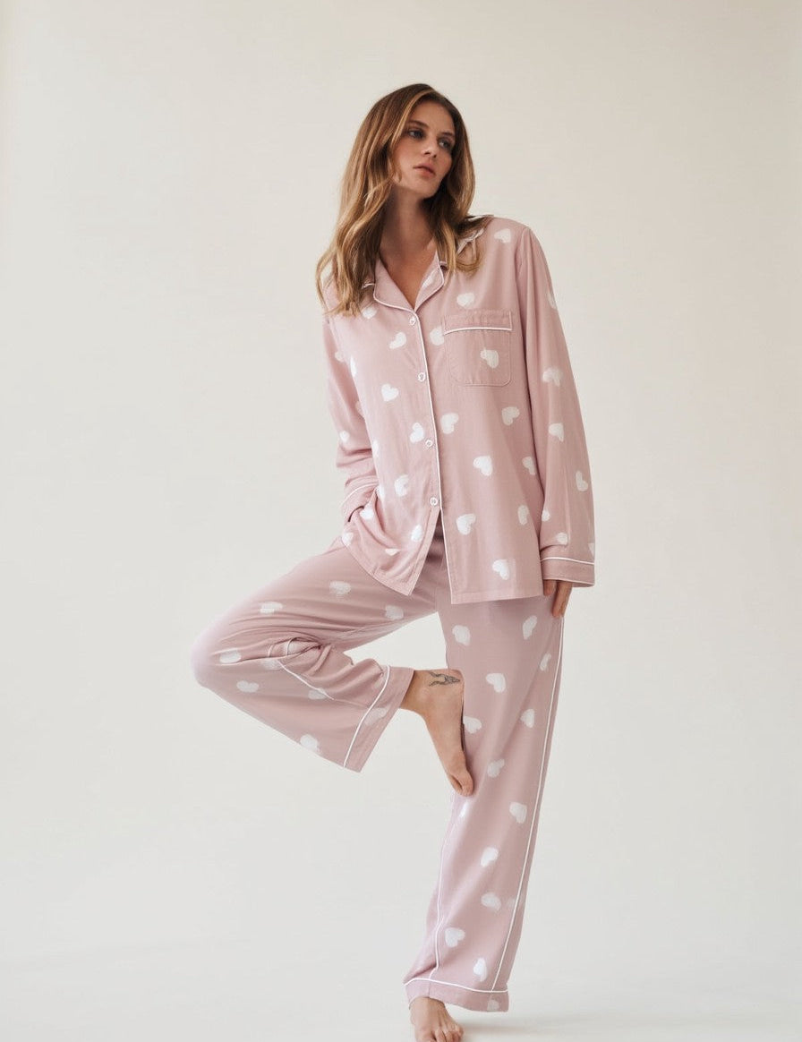 Hartjes Pyjama Set | Dames Pyjama met Lange Mouwen en Broek 1