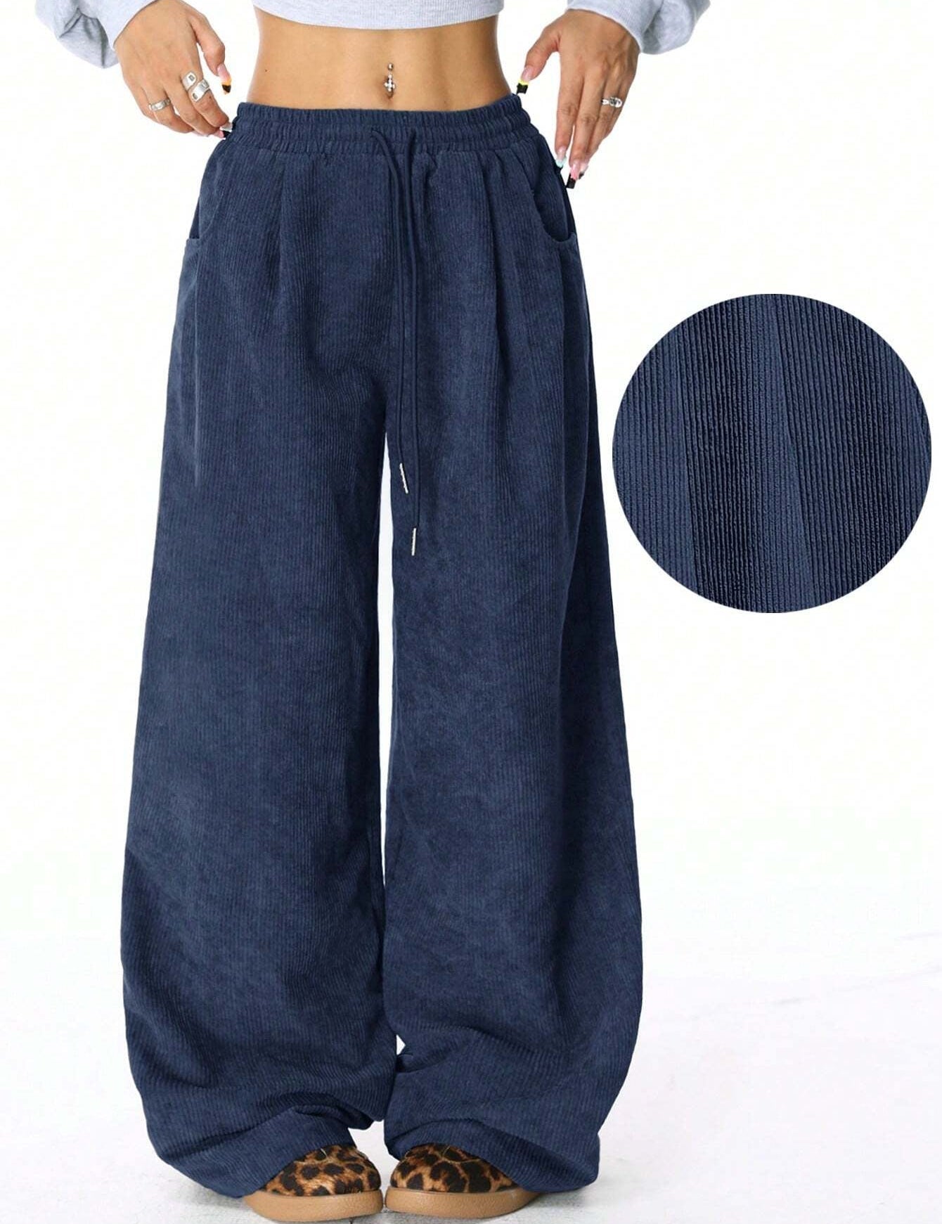 Heidi | Dames Broek Wijde Corduroy met Elastische Tailleband 0