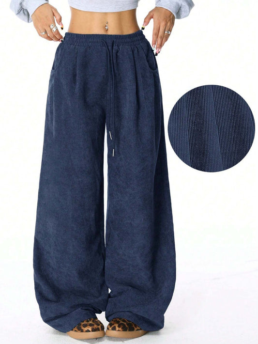 Heidi | Dames Broek Wijde Corduroy met Elastische Tailleband 0