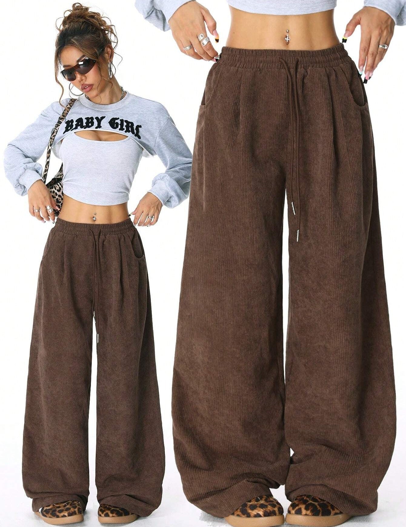 Heidi | Dames Broek Wijde Corduroy met Elastische Tailleband 6