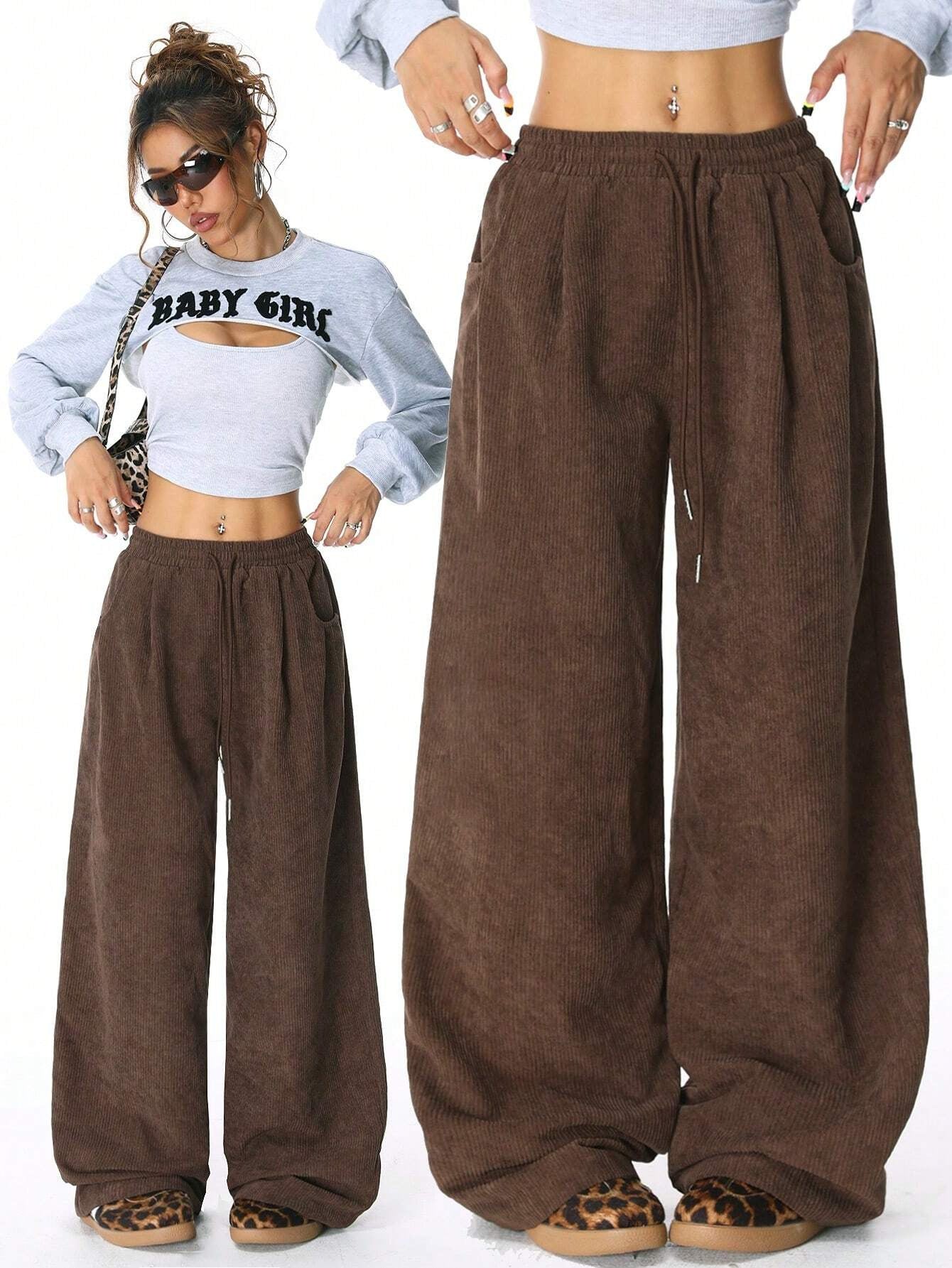 Heidi | Dames Broek Wijde Corduroy met Elastische Tailleband 6