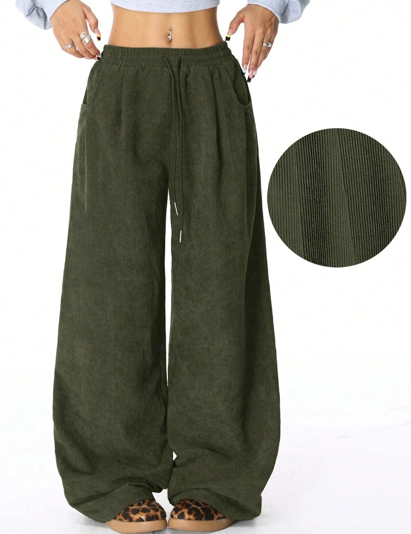 Heidi | Dames Broek Wijde Corduroy met Elastische Tailleband 7