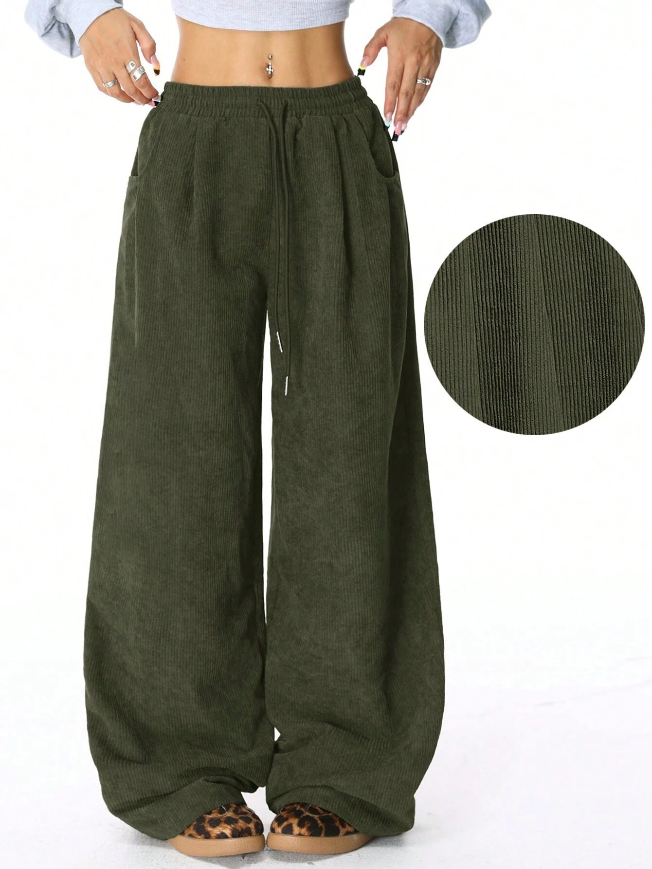 Heidi | Dames Broek Wijde Corduroy met Elastische Tailleband 7