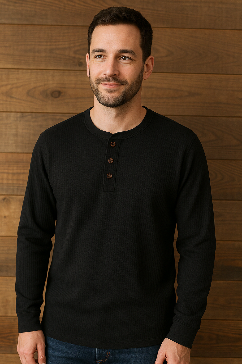 Henley Shirt | Wafelstructuur Heren T-shirt 0
