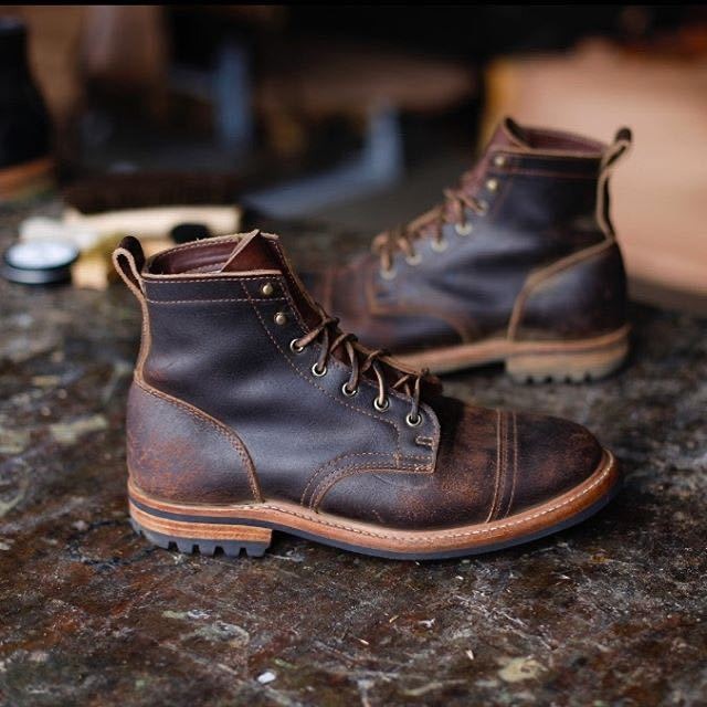 Heren Enkelboots | Leerlook met Vetersluiting en Captoe 3