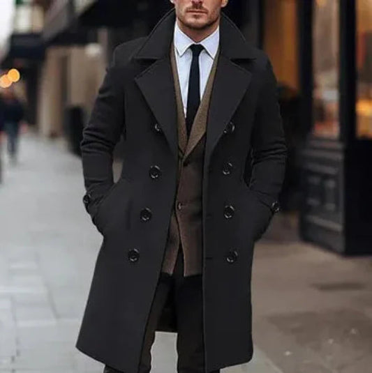 Heren Overcoat | Dubbelrijige Wolmix Jassen 0