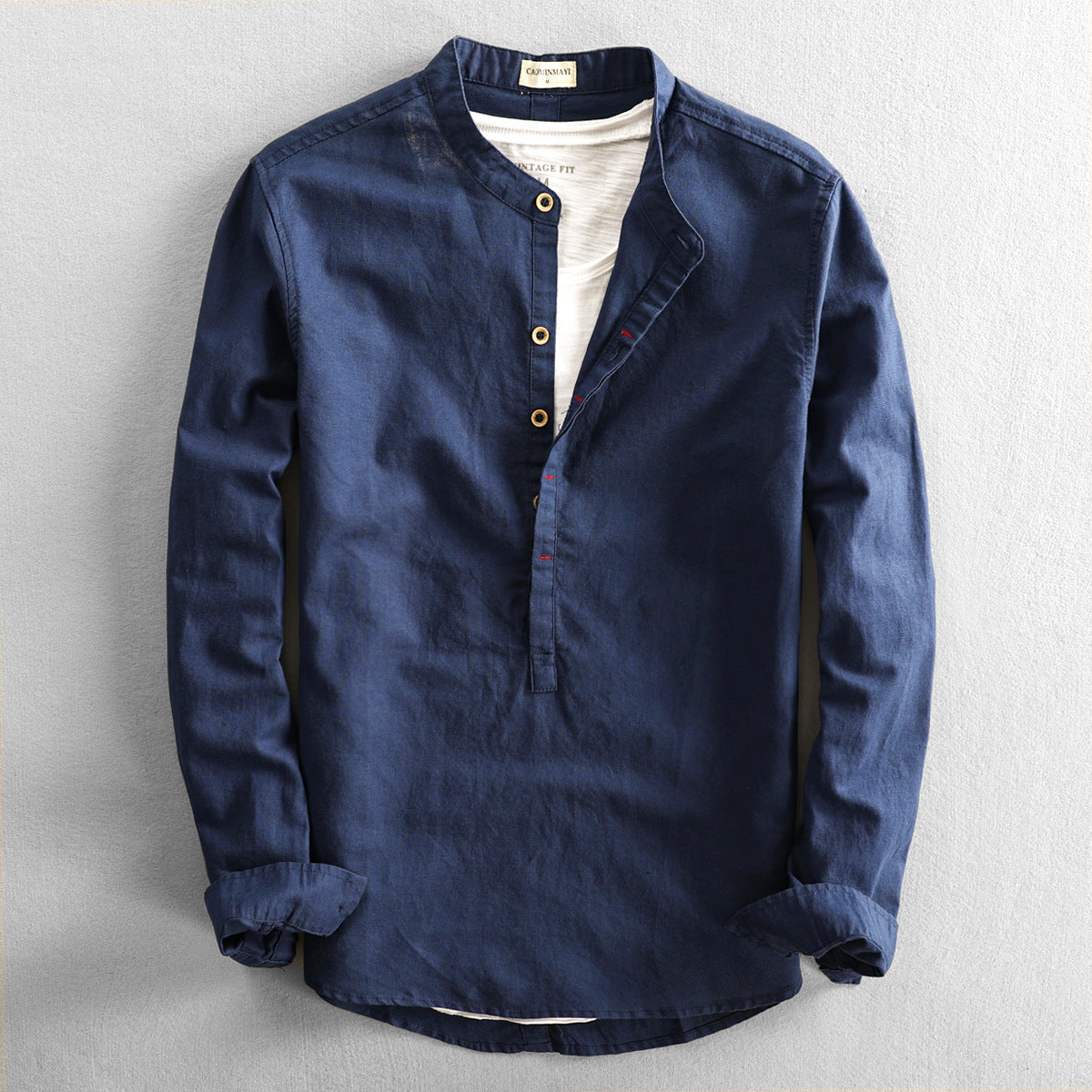 Heren Shirt met Lange Mouwen | Lichtgewicht Bandkraag 2