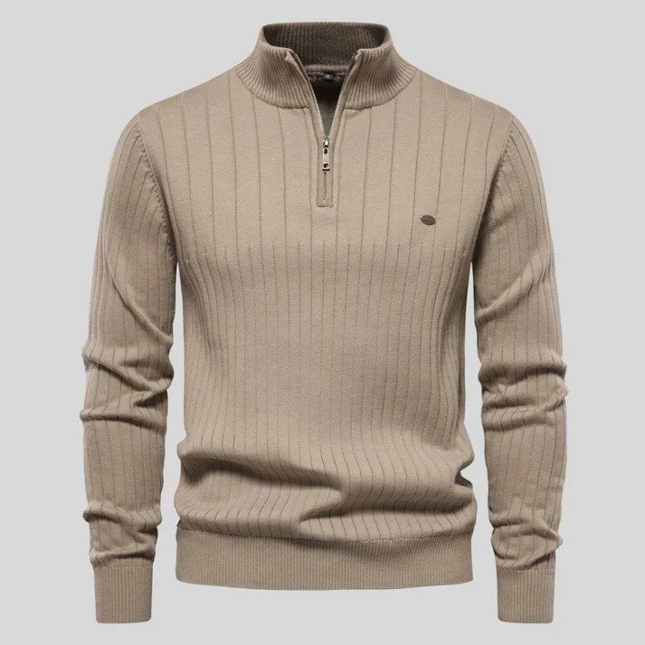Heren Trui | Half Zip Ribbelstructuur Opstaande Kraag 0