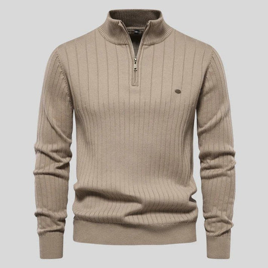 Heren Trui | Half Zip Ribbelstructuur Opstaande Kraag 0