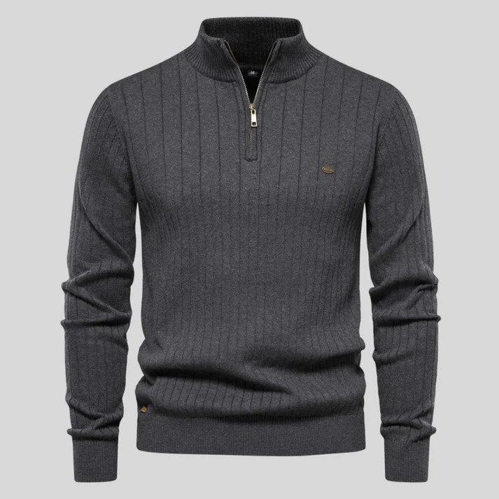 Heren Trui | Half Zip Ribbelstructuur Opstaande Kraag 1