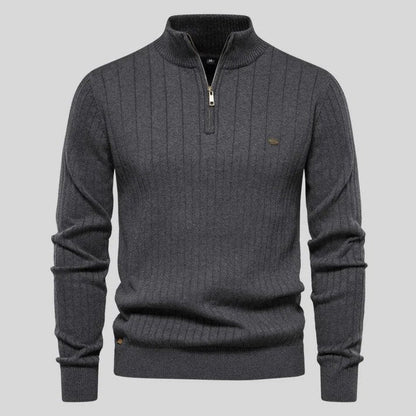 Heren Trui | Half Zip Ribbelstructuur Opstaande Kraag 1