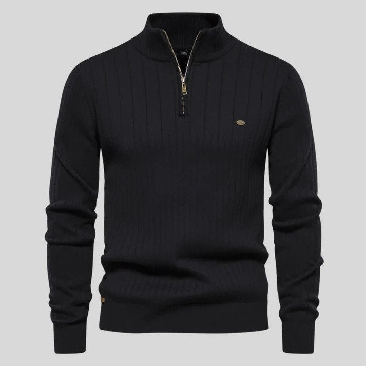 Heren Trui | Half Zip Ribbelstructuur Opstaande Kraag 3