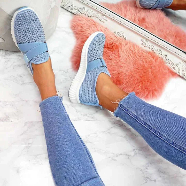 Dames Comfortabele Slip-On Sneakers met Klittenband en Ademend Ontwerp | Casual Schoenen voor Dagelijks Gebruik-6