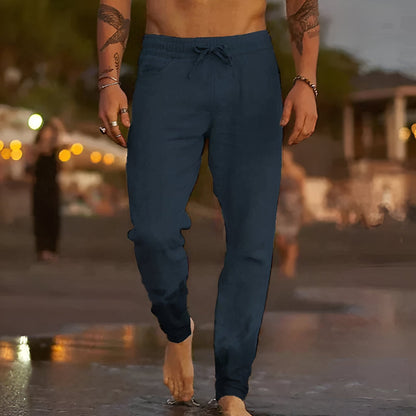 Variant image for Luxe Linnen Broek voor Mannen met Elastische Tailleband en Taps Toelopende Benen | Ademend en Casual-1
