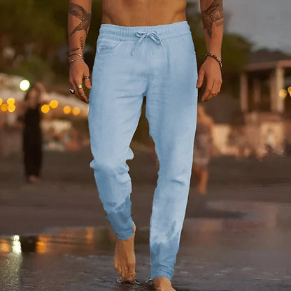 Variant image for Luxe Linnen Broek voor Mannen met Elastische Tailleband en Taps Toelopende Benen | Ademend en Casual-24