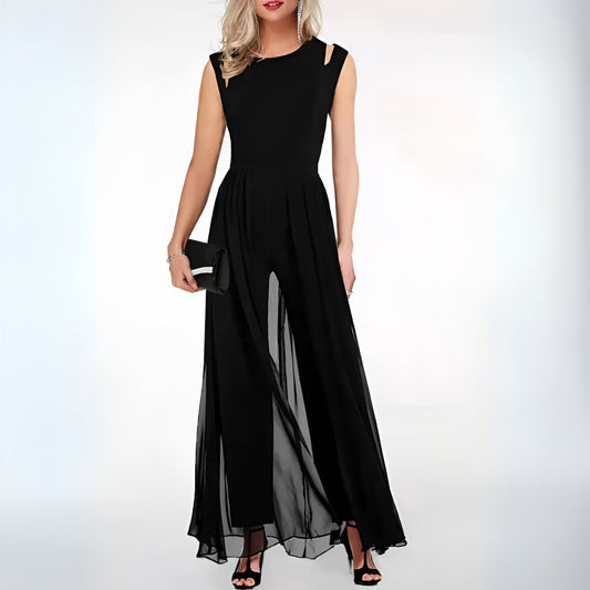 Chique Dames Jumpsuit in Zwart van Duurzaam Linnen | Ademend en Feestelijk Ontwerp voor Elk Seizoen-1