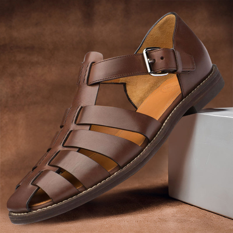 Elegante Leren Heren Sandalen met Open Teen en Verstelbare Gesp | Ademend Casual Ontwerp-3