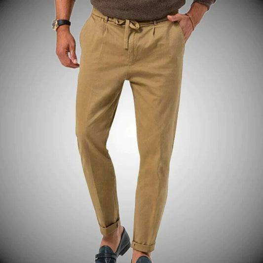 Slanke Herenlinnen Broek | Nette Heren Broek Slim Fit, Lichtgewicht en Ademend voor Elk Seizoen-1