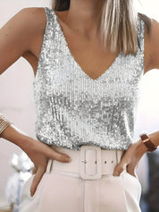 Kiki | Mouwloze Top Dames met Pailletten en V-hals 1