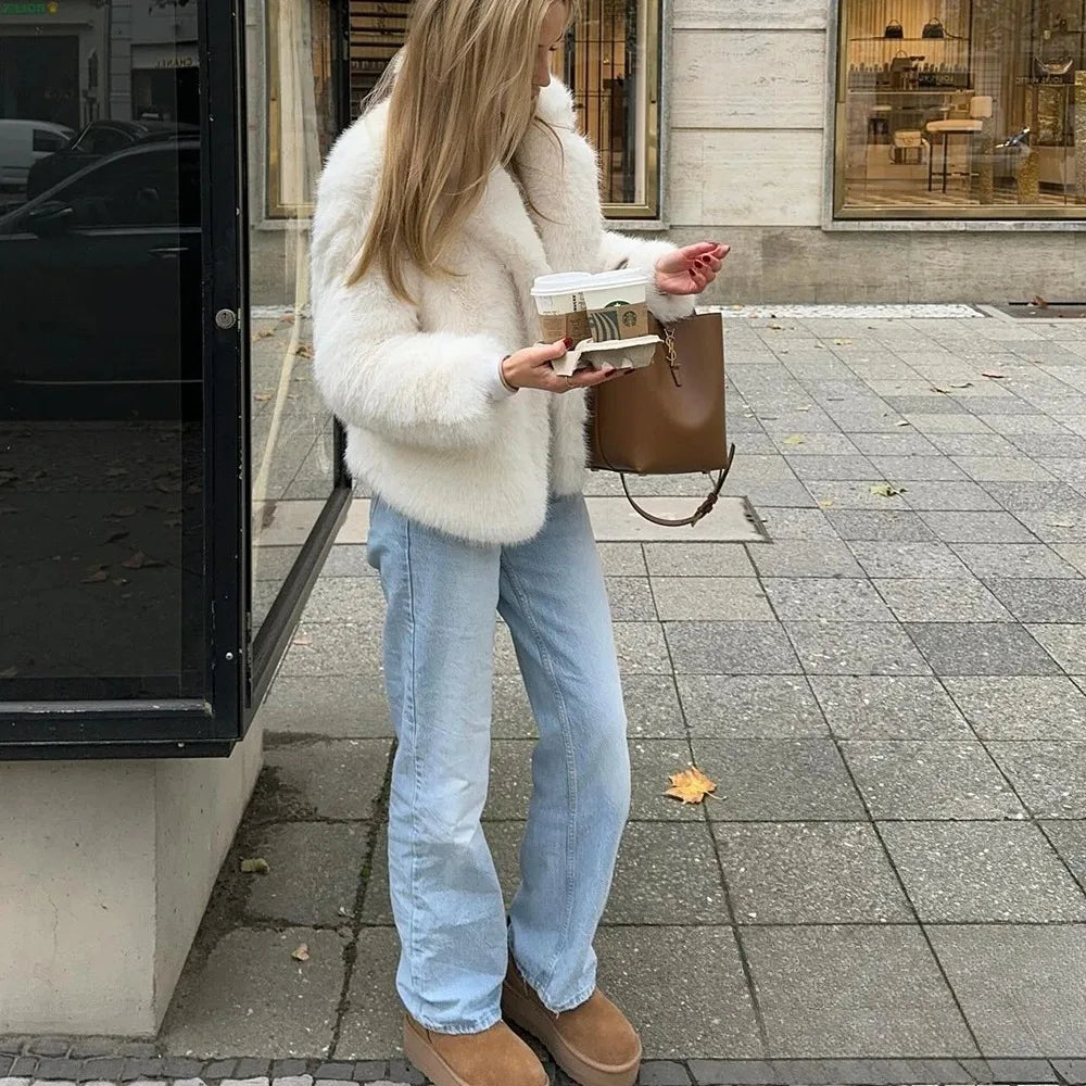 Kondala Vintage | Dames Jas Winter met Nepbont en Turn-Down Kraag 1