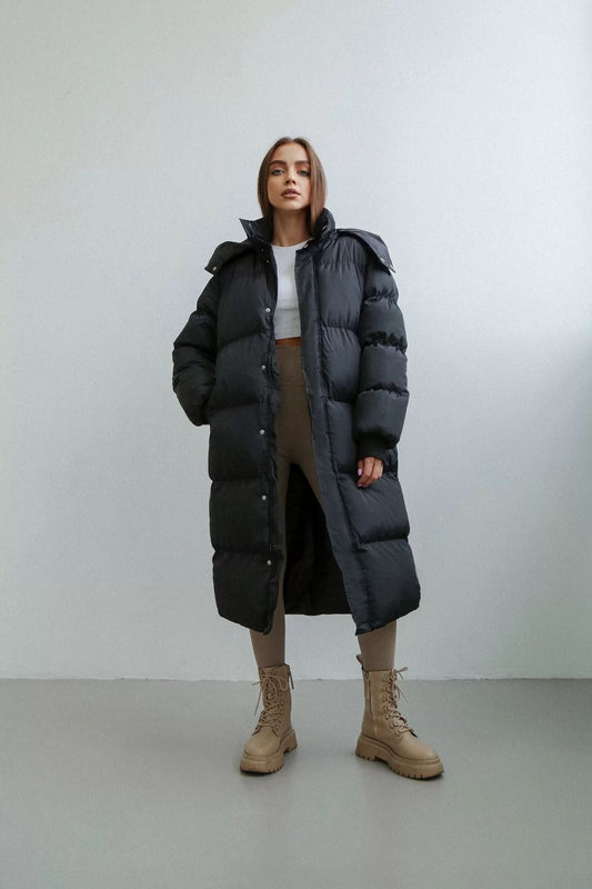 Lange Puffer Trenchcoat Dames | Gewatteerd met Capuchon 0
