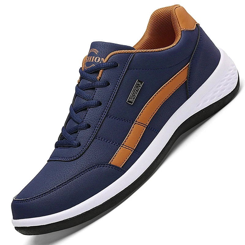 Elegante Lederen Herensneakers | Ademend en Niet-Slip Casual Schoenen voor Heren in Wit en Zwart-5