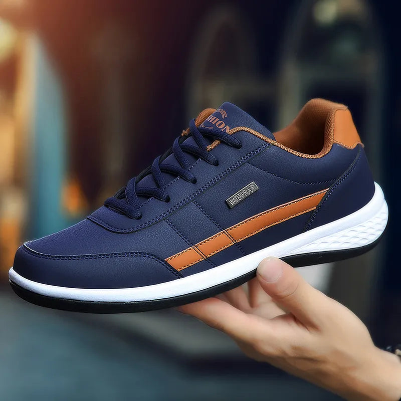 Elegante Lederen Herensneakers | Ademend en Niet-Slip Casual Schoenen voor Heren in Wit en Zwart-6