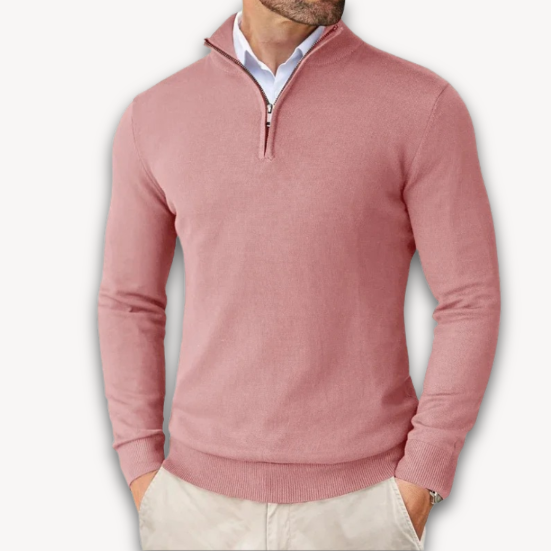 Lichtgewicht Katoenen Trui | Heren Quarter-Zip 1