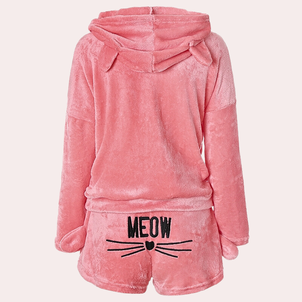 Meow | Fleece Lounge Pyjama Set Dames met Capuchon 2