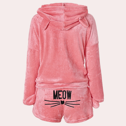 Meow | Fleece Lounge Pyjama Set Dames met Capuchon 2