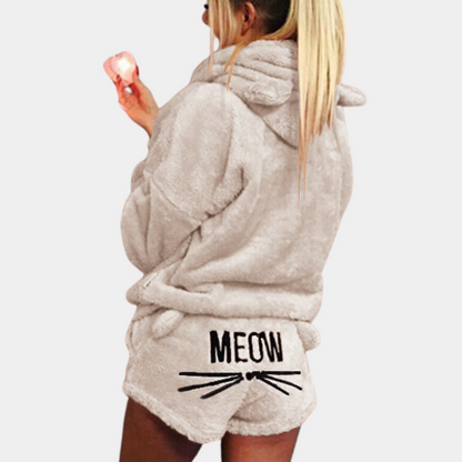 Meow | Fleece Lounge Pyjama Set Dames met Capuchon 4