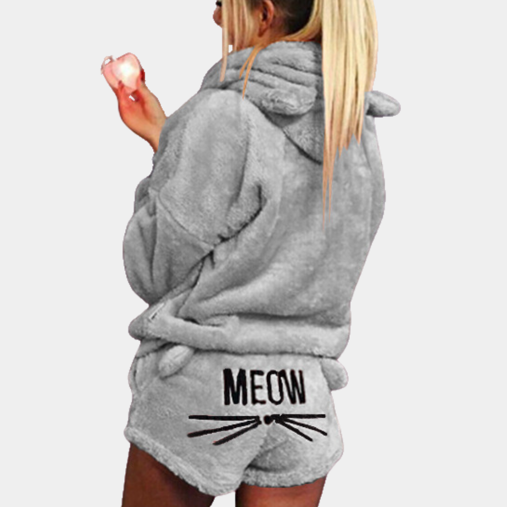 Meow | Fleece Lounge Pyjama Set Dames met Capuchon 5