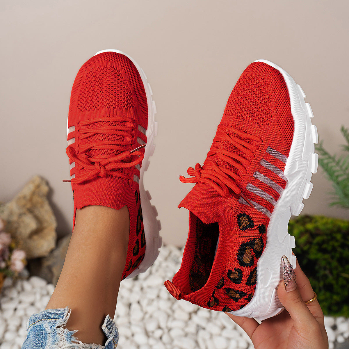 Variant image for Modieuze Dames Sneakers met Ademend Flyknit en Luipaardprint | Ondersteunende Golfzool voor Comfort-41